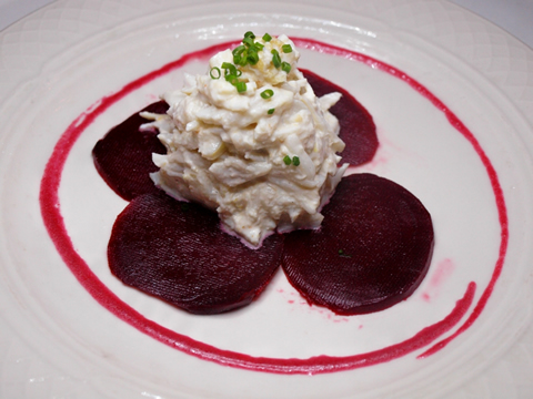 Crabmeat and beets..