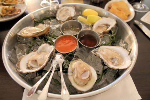 Raw oysters.