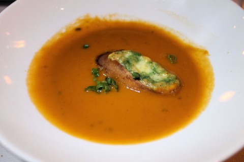 Tomato and tarragon soup with a small grilled cheese sandwich.