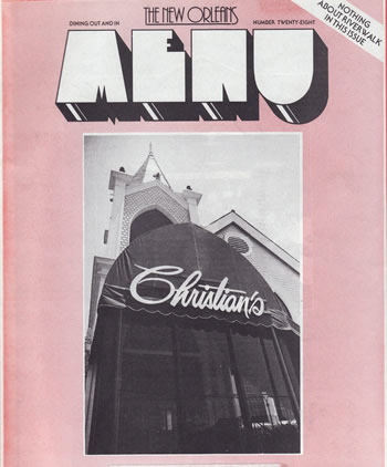 Chrisitian's, on the cover of the New Orleans Menu from 1986.