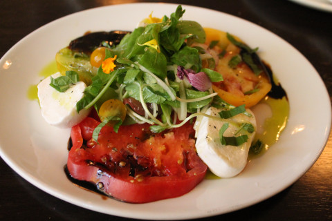 Marti's Caprese salad with heirloom tomatoes in many colors. 