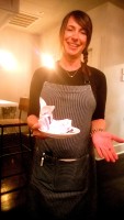 Avo server Nicole, with the pet bunny destined for our table,