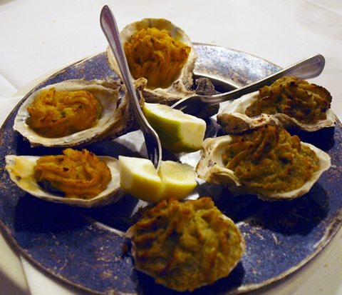 Oysters Rockefeller and Bienville.