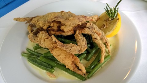 Soft-shell crab and beans.
