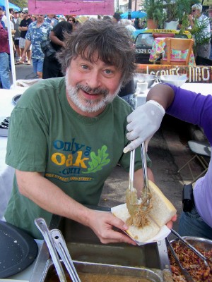 Jack Leonardi making his signature dish at the Po-Boy Festival.