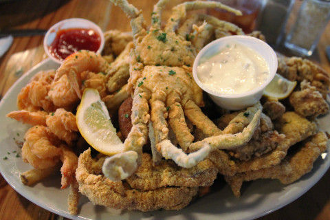 Seafood platter at Blue Crab.