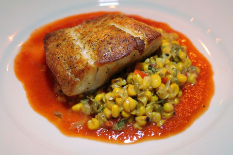 Grouper with corn macque choux at Apolline.