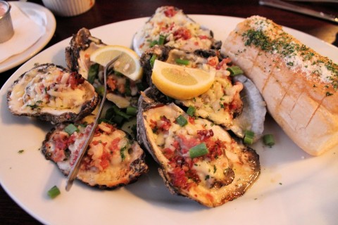 Grilled oysters at Bistro Orleans.