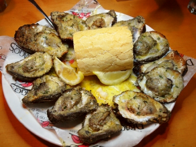 Cahr-broiled oysters.