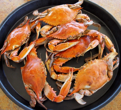 Boiled crabs.