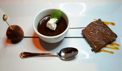 Dessert trio of chocolate.
