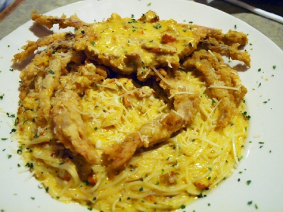 SOft-shell crab and pasta.
