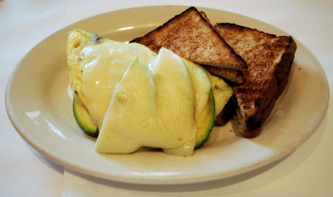 Mattina Bella's avocado and bacon omelette. This is what an omelette should look like.
