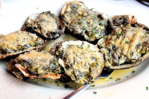 New Orleans Food & Spirits grilled oysters Florentine.