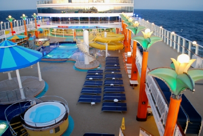 The pool deck, very little used on this chilly cruise to Canada.
