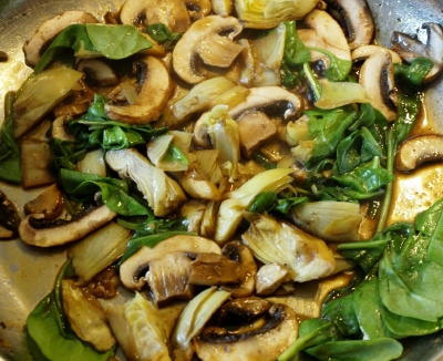 Artichokes, mushrooms, spinach.
