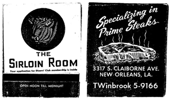 Sirloin Room matchbooks.