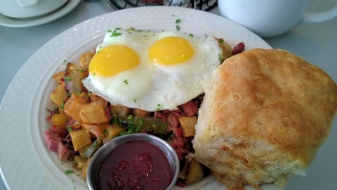Corned beef hash and eggs at Blue Line.