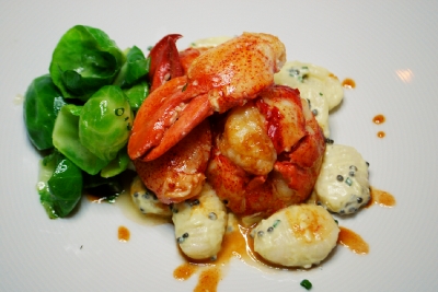 Lobster with ghnocchi and caviar.