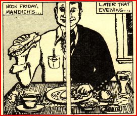 Cartoon that ran with my first review of Restaurant Mandich in 1977.