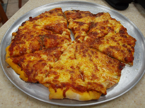 Cheese pizza at Nuccio's.