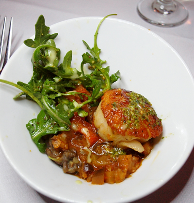 Sea scallop with lentils.